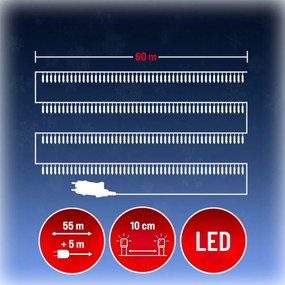Monzana Świąteczny łańcuch świetlny SIMPLE, 60m, zimna biel