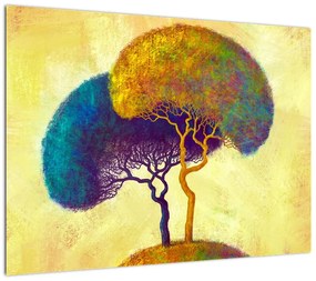 Obraz na szkle - Drzewa na wzgórzu (70x50 cm)