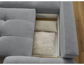 Szary rozkładany/ze schowkiem narożnik z tkaniny szenilowej (lewostronny/z szezlongiem) Roxelane – Bobochic Paris