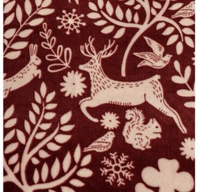 PrzytulneMieszkanie.pl PrzytulneMieszkanie.pl Pościel z mikropluszu FOREST ANIMALS burgund. Rozmiar pościeli: 80 x 80 cm | 135 x 200 cm