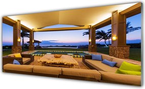 Szkło do Kuchni na Ścianę Słoneczne Patio Pod Palmami