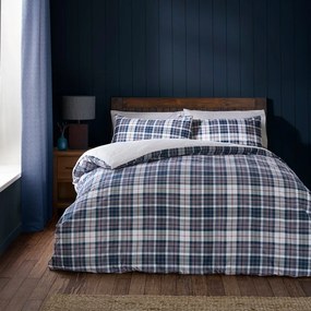 Niebiesko-beżowa pościel dwuosobowa z materiału sherpa 200x200 cm Cosy Sherpa Check – Catherine Lansfield