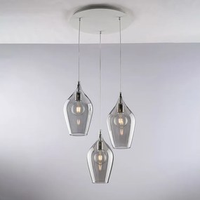 Lampa wisząca Ares Iron z szarym szkłem Pyrex 3 światła 141 Ø50 BL273-S3-GR