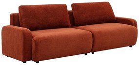 Kanapa  4-osobowa rozkładana z materiału szenilowego w kolorze terakoty YOKIRA