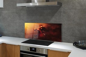 Szklany Panel Ludzie taniec deszcz dym