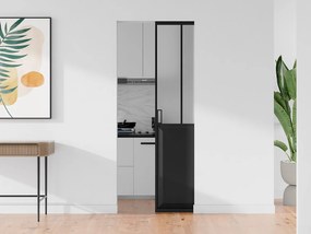 Drzwi przesuwne industrialne chowane w ścianie - Czarny i matowe szkło hartowane - wys. 205 x szer. 73 cm - ARTISTO II