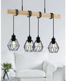 Lampa wisząca w czarno-naturalnym kolorze z metalowym kloszem TOWNSHEND 5 – EGLO