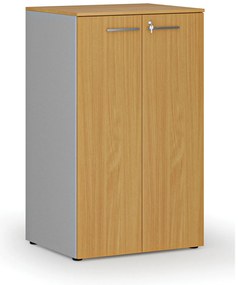 Szafa biurowa z drzwiami PRIMO GRAY, 3 półki, 800 x 640 x 1335 mm, szary/buk