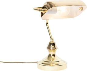 Klasyczna lampa stołowa / lampa notariusza mosiądz - Banker