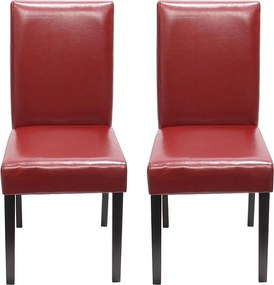 Krzesło do jadalni Littau (zestaw 2 sztuk),  skóra, czerwony, ciemne nogi