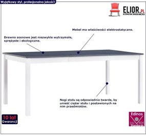 Stół minimalistyczny z sosny Elmor 3X – biało-szary