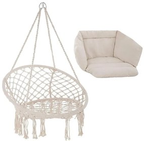 Krzesło Brazylijskie fotel wiszący Magia Wypoczynku w Stylu Boho  B-3101C BEŻ