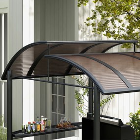 Outsunny Altanka grillowa z dachem grillowym, odporna na warunki atmosferyczne, 240 cm x 150 cm x 230 cm, żółto-brązowy + ciemnoszary
