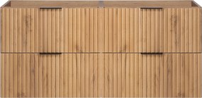 Szafka pod umywalkę, Dąb Craft + czarny uchwyt, 120 ( 2 x 60) x 57 x 46 cm