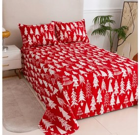 PrzytulneMieszkanie.pl Prześcieradło i poszewka na poduszkę CHRISTMAS TREES Rozmiar: 50 x 70 cm | 140 x 240 cm