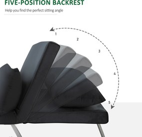 HOMCOM Fotel rozkładany 2w1 sofa do spania z regulowanym oparciem czarny kompaktowy design | Aosom PL