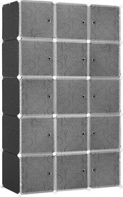 HOMCOM Szafa w Designie Kostek, 2 Duże i 9 Małych Kostek, Plastik, Metal, 111D x 47S x 183W cm, Czarno-Biały