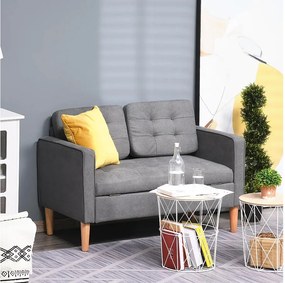 Ciemnoszara sofa 2-osobowa - Sofa ze schowkiem i poduszkami - do salonu i sypialni