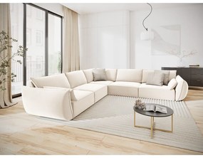 Beżowy aksamitny narożnik Vanda – Mazzini Sofas