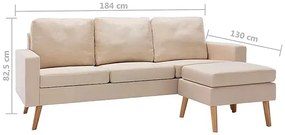 3-osobowa kremowa sofa z podnóżkiem - Muria 4Q