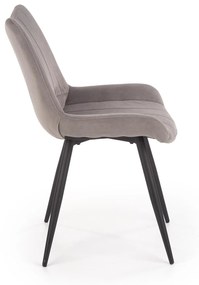 K388 krzesło popielaty, tkanina velvet, welur, tradycyjne,