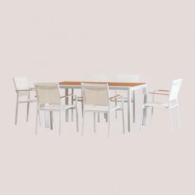 Zestaw Stołu Prostokątnego 160x90 Cm Z Drewna Eukaliptusowego Archer Classic Oraz 6 Sztaplowanych Krzeseł Ogrodowych Z Aluminium Gardenia Biel - Sklum