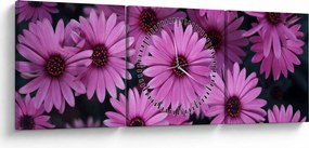 Obraz różowych kwiatów (z zegarem) (90x30 cm)