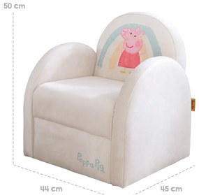 Biały aksamitny fotel dziecięcy Peppa Pig – Roba