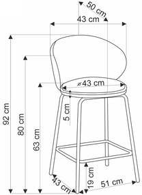 Tapicerowany popielaty hoker A3-Z66