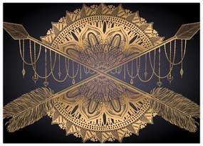 Obraz - Złota mandala ze strzałkami (70x50 cm)