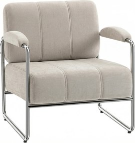 HOMCOM Nowoczesny fotel, akcentowy fotel z szerokim siedziskiem i grubą wyściółką, tapicerowany fotel w stylu chenille do salonu, beżowy | Aosom PL