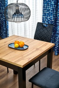 Stół kwadratowy rozkładany płyta dąb artisan/czarny 80-200/80/76 cm QUBIK