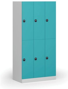 Szafka skrytkowa, 6 schowków, 1850 x 900 x 500 mm, demontaż, zamek RFID, drzwi zielone