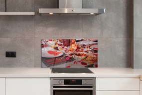 Panel szklany do Kuchni Romantyczna Kolacja z Sercami i Różami