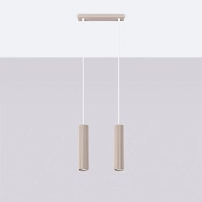 Lampa wisząca KARBON 2 taupe ryflowana SOLLUX  LIGHTING