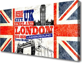 Obraz canvas Brytyjska Flaga i Londyn