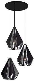 Industrialna lampa wisząca czarna z siatką 3-światłowa - CarcassPrzemysłowy Oswietlenie wewnetrzne