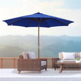 Outsunny Parasol Ogrodowy Drewniany 300cm Ochrona UV Stabilny Bambus Elegancki Czarny | Aosom PL