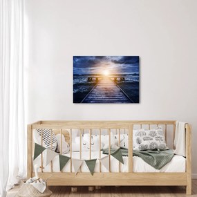 Obraz molo ze słońcem (70x50 cm)
