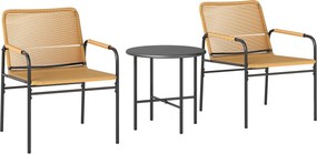 Outsunny 3-częściowy zestaw bistro z rattanu, komplet mebli ogrodowych, 2 krzesła ogrodowe, stolik 54 x 66 x 76 cm, żółty