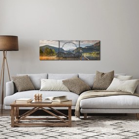 Obraz jeziora (z zegarem) (90x30 cm)