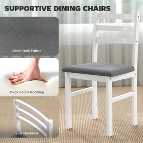 HOMCOM Zestaw 3-w-1 stół jadalniany z 2 fotelami, stół kuchenny do kompaktowych przestrzeni, tapicerowane fotele, oszczędzające miejsce, MDF, biały