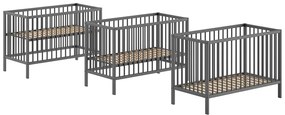 Antracytowe łóżeczko z litego drewna sosnowego 60x120 cm DINO – Vipack