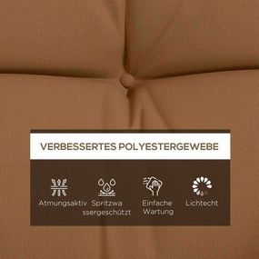 Outsunny 4-częściowy zestaw poduszek siedziskowych, 150x50 cm wodoodporne poduszki na krzesło z trokami, 10cm grubości Brązowy | Aosom PL