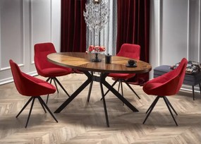 Nowoczesny owalny stół Verano 170x90 cm - blat z okleiny naturalnej w kolorze orzechowym, nogi czarne metalowe