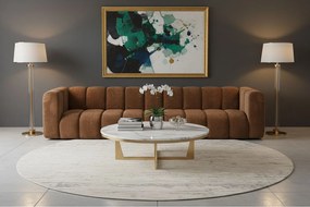 Sofa pięcioosobowa, kanapa Grand, tkanina welurowa Salvador, Ciemnobrązowy