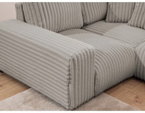 Jasnoszary sztruksowy narożnik (lewostronny/w kształcie litery U) Justin – Ropez