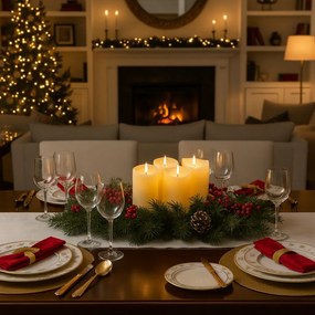 LED świeca słupkowa RUHHY 12,5 cm beżowa, zestaw 4 szt.