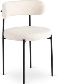 Krzesło Tapicerowane do Salonu TULSA Kremowe Boucle Nowoczesne