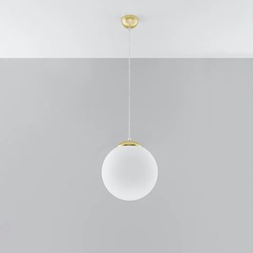 Lampy wiszące minimalistyczny Stera, stal/szkło - 1 źródło światła 4000K - L.30 x H.120 cm - biały/złoty